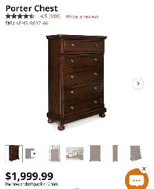Ashley dresser/mirror and 5 drawer chest - Photo 2