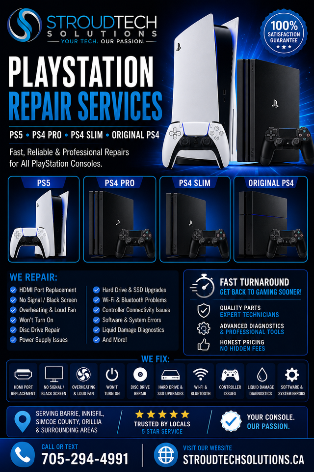 PlayStation Repair – PS5, PS4 Pro, PS4 Slim & Original PS4
