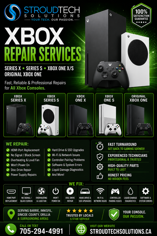 Xbox Repair – Series X, Series S, Xbox One X, Xbox One S & Or