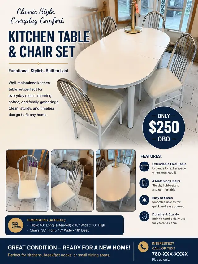 Kitchen Table with 4 Chairs.