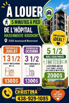Grand 5 ½ à louer près de l'hôpital Maisonneuve-Rosemont