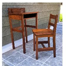 ANTIQUE ARTS & CRAFTS OAK TELEPHONE TABLE & CHAIR - Photo 2