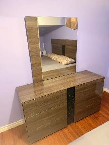 Dressing table with mirror and side table