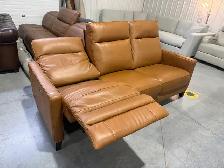 Tan leather power reclining sofa - Photo 2