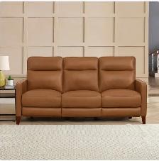 Tan leather power reclining sofa - Photo 5