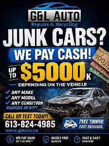 We pay top dollar for your junk cars
