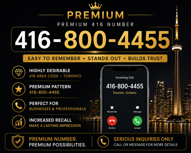 Premium 416 Toronto Phone Number – 416-800-4455