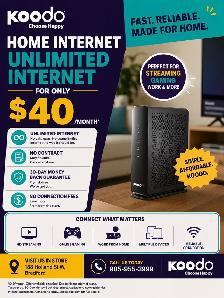 Koodo Home Internet – Unlimited Internet for Just $40!