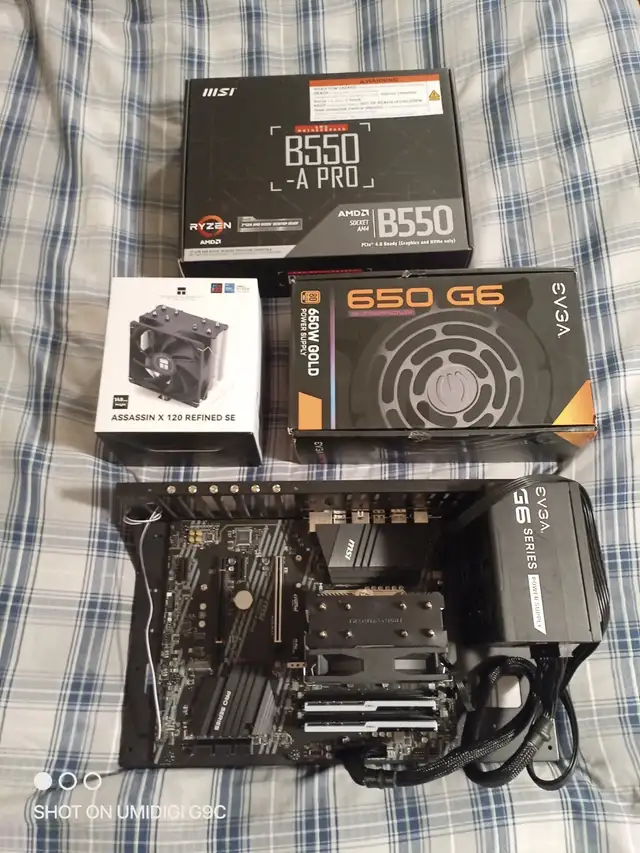 Ryzen 9 5900X CPU, 32GB ram, 500GB nvme, 650 watt psu, no GPU