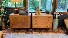 Mid century TEAK TECK Plateau tournant /Tables de chevet, buffet - Photo 2