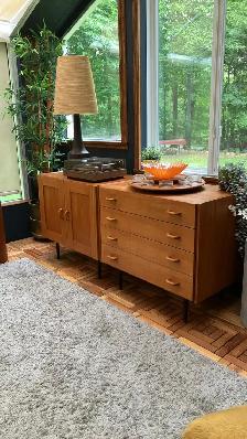 Mid century TEAK TECK Plateau tournant /Tables de chevet, buffet - Photo 4