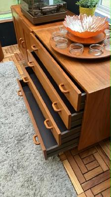 Mid century TEAK TECK Plateau tournant /Tables de chevet, buffet - Photo 7