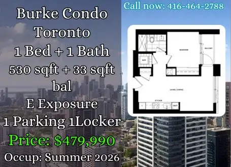 Toronto Burke Condo Blowout Under 480K Parking   Locker Included