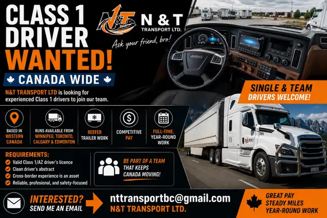 Class 1 Driver Wanted – Canada Wide