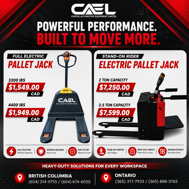 New CAEL Electric Pallet Jack  1.5T/2T/3T Certified & WarrantyC