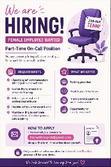 Part-Time On-Call Position – Female Employee Wanted