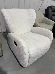 White fabric rocker recliner