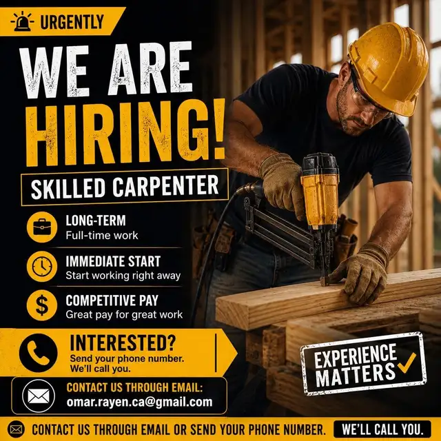 URGENT HIRING – Experienced Carpenters