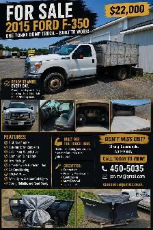 2015 Ford F-350 4x4 One-Ton Dump Truck – $22,000
