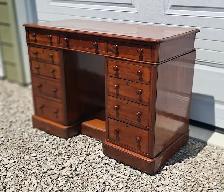 ANTIQUE WORKSPACE DESK w MULTI STORAGE DRAWERS