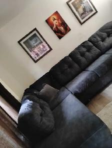 Large size dark sectional couch