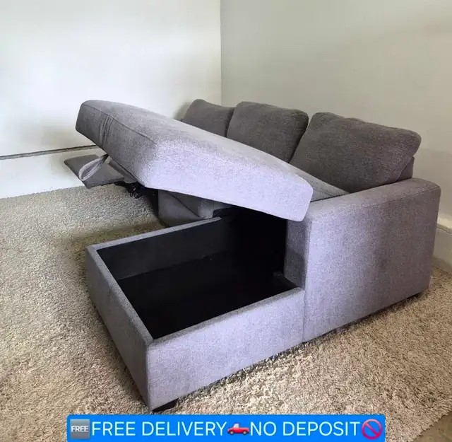 FREE DELIVERY Gray Recliner Sectional/L Shape Sofa/with Chaise
