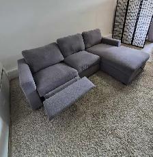 FREE DELIVERY Gray Recliner Sectional/L Shape Sofa/with Chaise - Photo 9