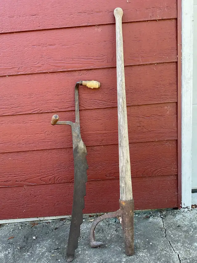 log roller and ice saw...old