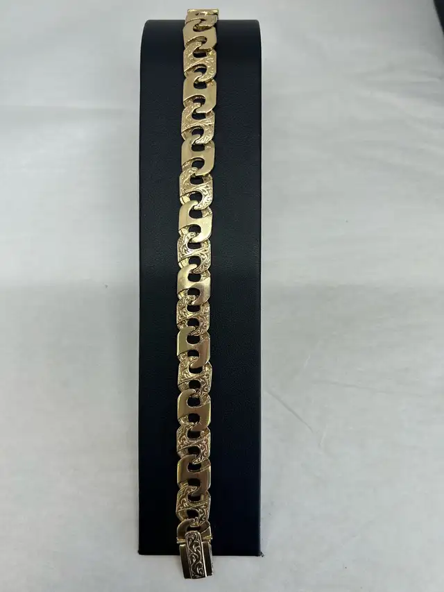 10k   Plain & Engraved Anchor Large Link Men's Bracele