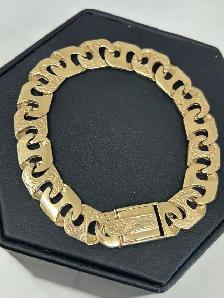 10k   Plain & Engraved Anchor Large Link Men's Bracele - Photo 4