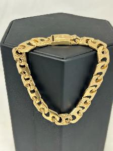 10k   Plain & Engraved Anchor Large Link Men's Bracele - Photo 5