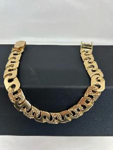 10k   Plain & Engraved Anchor Large Link Men's Bracele - Photo 6