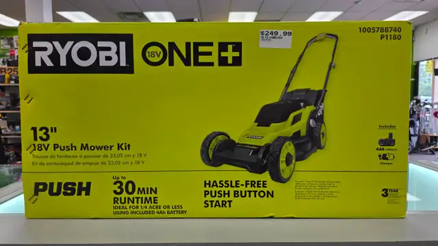 RYOBI 18v One  13' Push Mower Kit - BRAND NEW