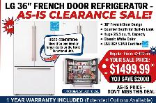 LG 36' 26.5 cu. ft White Counter-Depth French Door Refrigerator