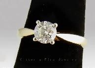 14KT Y/Gold 0.5CT Round Solitary Diamond Ring. Naturally Mined! - Photo 3