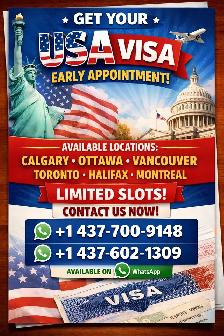EARLY USA VISA APPOINTMENT dates are available