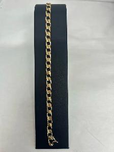 10K Yellow Gold Diamond-Cut  Curb Link Bracelet