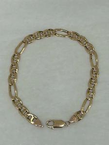 10K Yellow Gold Figaro Anchor (Mariner Figaro) Bracelet - Photo 4