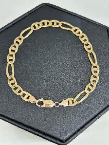 10K Yellow Gold Figaro Anchor (Mariner Figaro) Bracelet - Photo 6