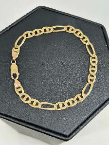 10K Yellow Gold Figaro Anchor (Mariner Figaro) Bracelet - Photo 7
