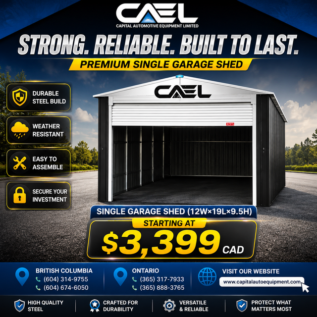 New CAEL Garage Sheds – Single & Double with Doors Warranty &Fin