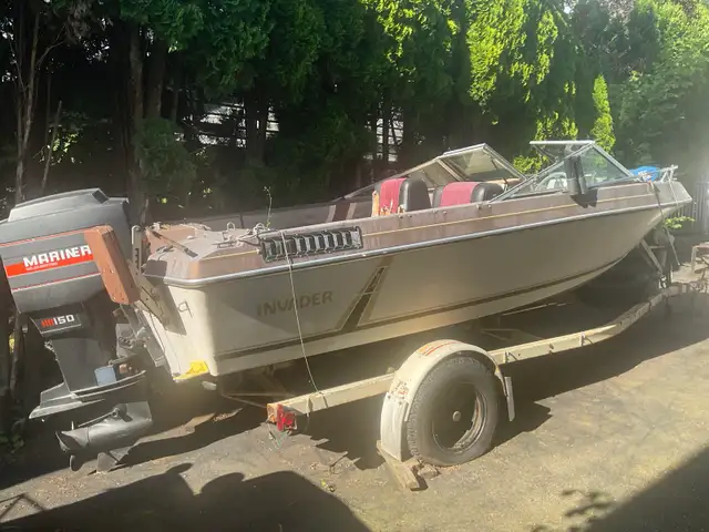 17 ft fiberglass. boat , trailer, 150 hp moter