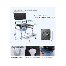 Mobile Transport Commode Chair Shower Toilet Wheelchair 056512 - Photo 6