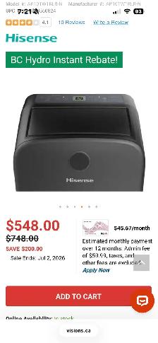 Hisense 10,000 BTU SACC Portable Air Conditioner - Photo 3