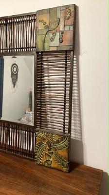 Mid century modern vintage style Miroir bohème pour commode, buf - Photo 3