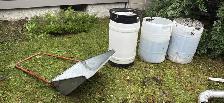 free rain barrels and snow scoop