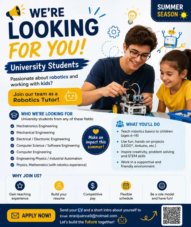 We're Hiring Summer Robotics Tutor in Winnipeg!