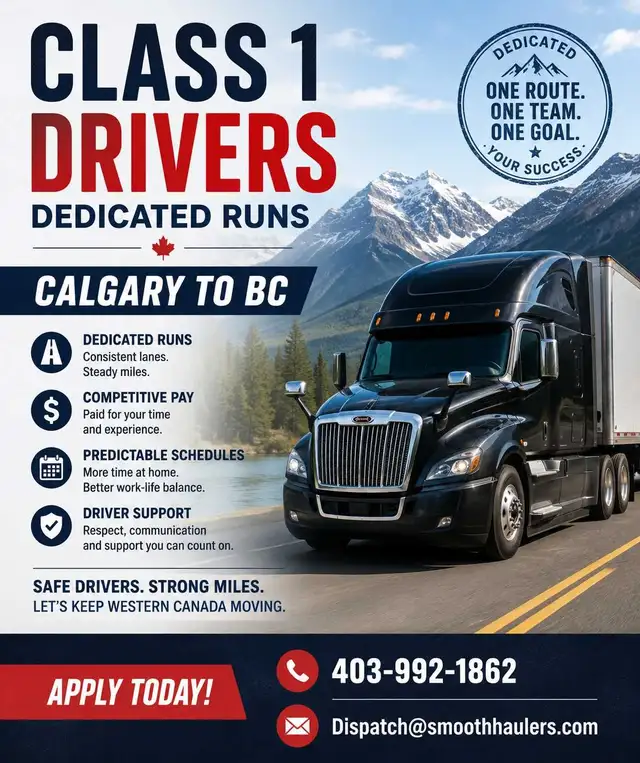 class 1 driver for Calgary to BC run