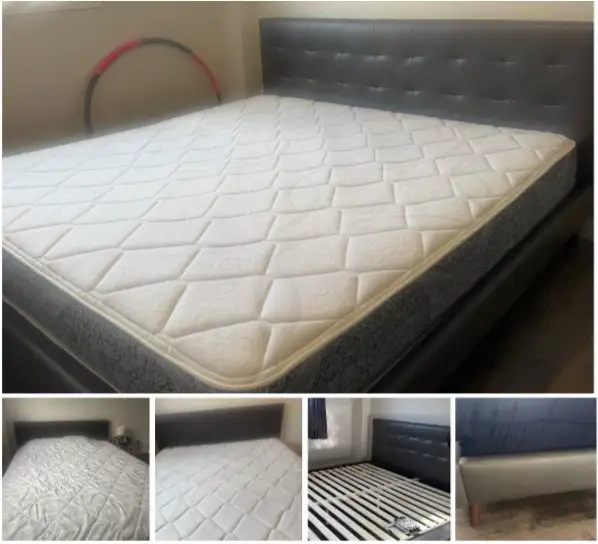 Bed Set: Kingsdown Mattress   Leather Frame. Now $599 for both
