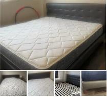 Bed Set: Kingsdown Mattress   Leather Frame. Now $599 for both